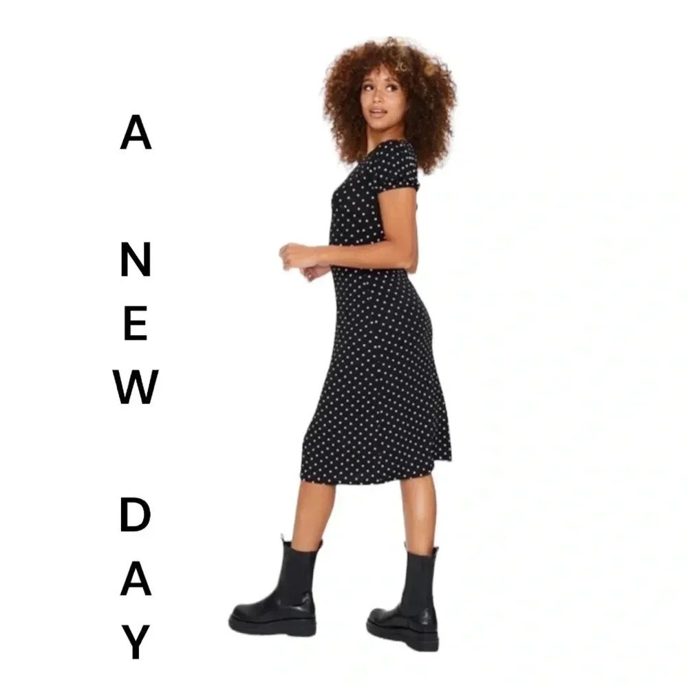 A New Day Black Polka Dot‎ Dress size Small